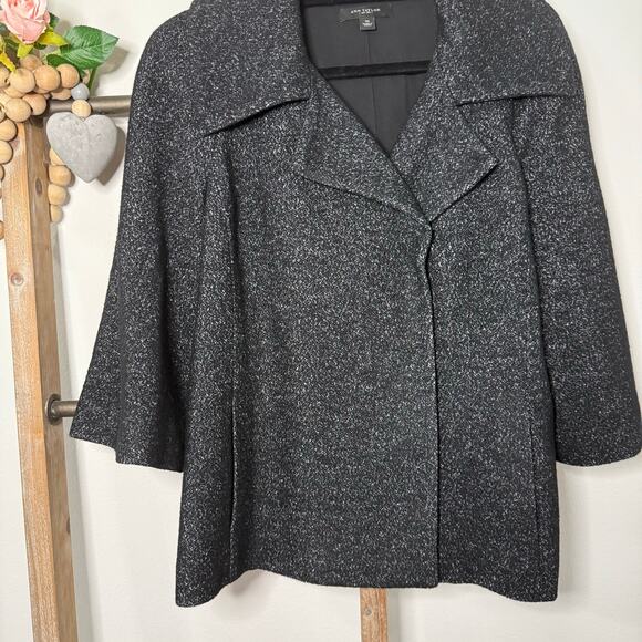 Ann Taylor Black Gray Wool Blend Blazer Size 10 - Picture 2 of 8